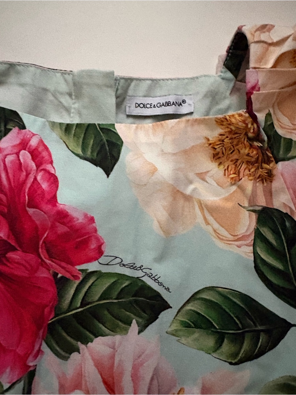 Dolce & Gabbana Pink, Cream & Green Floral Party Dress - Picture 4 of 5